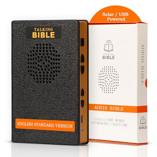Talking Bible - Electronic Holy Bible Audio Player in English for Seniors, Kids and The Blind, Solar Powered & USB Rechargeable, ESV (English Standard Version), Black