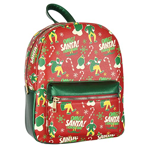 Bioworld Elf The Movie Buddy OMG! Santa! I Know Him Allover Pattern Faux Leather Mini Backpack