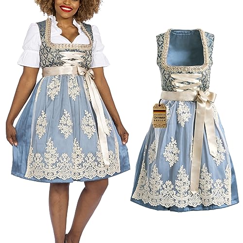 Dirndl Dresses Women Traditional German Oktoberfest Costumes Women - Authentic Dirndl - Oktoberfest Outfits Women - Bavarian Dress Blue Gold