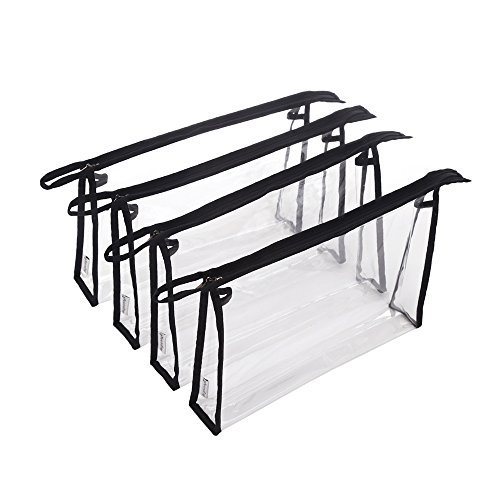 Augbunny Multi-purpose Waterproof Clear Vinyl Zippered Organizer Toiletry Cosmetics Makeup Bag Pouch 4-pack