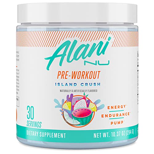 Alani Nu Pre Workout Powder | Amino Energy Boost | Endurance Supplement | Sugar Free | 200mg Caffeine | L-Theanine, Beta-Alanine, Citrulline | 30 Servings (Island Crush)
