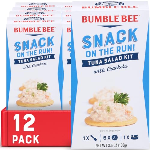 Bumble Bee Snack On The Run Tuna Salad with Crackers Kit - Ready to Eat, Spoon Included - Wild Caught Tuna - Shelf Stable & Convenient Protein Snack, 3.5 oz (Pack of 12)