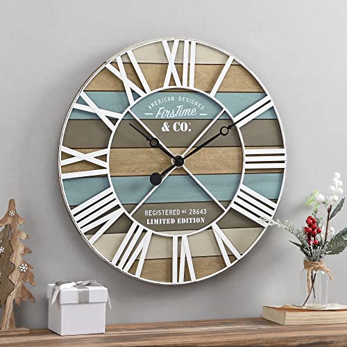 FirsTime & Co. Maritime Planks Wall Clock, 24', Multicolor & White