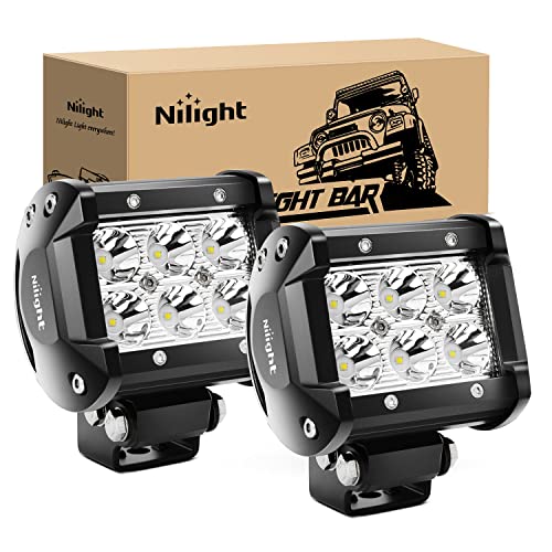 Nilight Led Pods 2Pcs 18W 1260LM Spot Led Off Road Lights Super Bright Driving Fog Boat Lights Led Work Light Bar for Trucks Pickup Golf Cart SUV ATV UTV 4x4 Van Camper