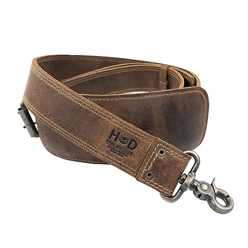 Hide & Drink, Adjustable Strap Replacement for Messenger, Duffle and Crossbody Bag, Full Grain Leather, Handmade Shoulder Strap for Men and Women, Bourbon Brown