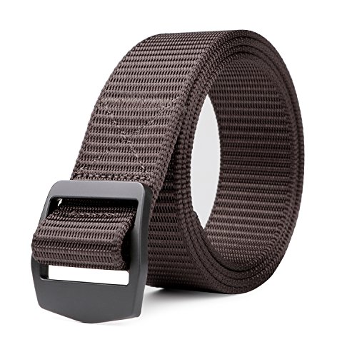 JASGOOD Tactical Heavy Duty Reinforced Nylon Belt for Men Adjustable Military Webbing Belt Strap with Metal Buckle,Pants Size Below 42 Inches,Coffee