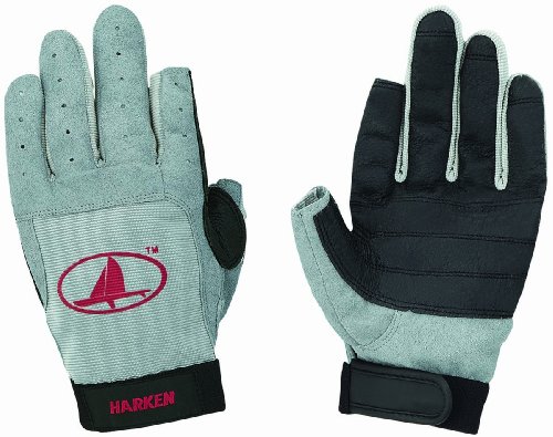 Harken Sport Classic Full Finger Glove, Grey/Black/Red, Small