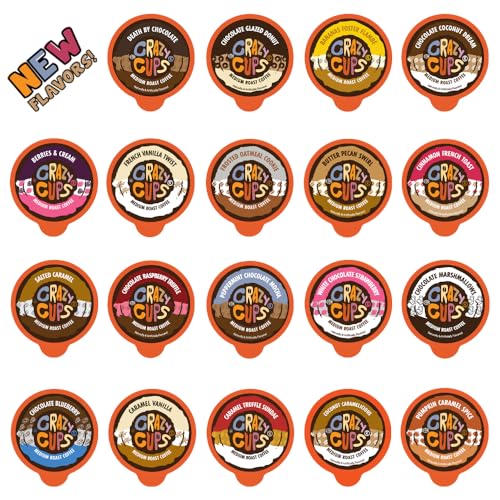 Crazy Cups Flavored Coffee in Single Serve Coffee Pods - Flavor Coffee Variety Pack for Keurig K Cups Machine from Crazy Cups, 20 Count