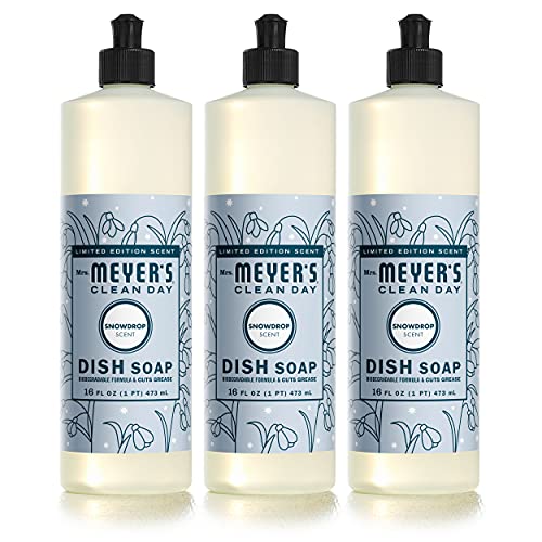 Mrs. Meyer's Liquid Dish Soap, Biodegradable Formula, Limited Edition Snowdrop, 16 fl. oz - Pack of 3