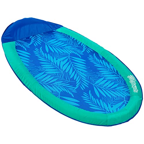 SwimWays Spring Float Original Pool Lounge Chair with Hyper-Flate Valve, Teal Palm