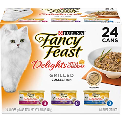Purina Fancy Feast Gravy Wet Cat Food Variety Pack, Delights With Cheddar Grilled Collection - (24) 3 oz. Cans