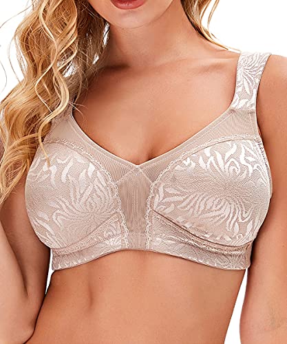 Wingslove Women's Wireless Minimizer Bra Plus Size Non-Padded Soft Full Figure Bra (Toffee, 40G)