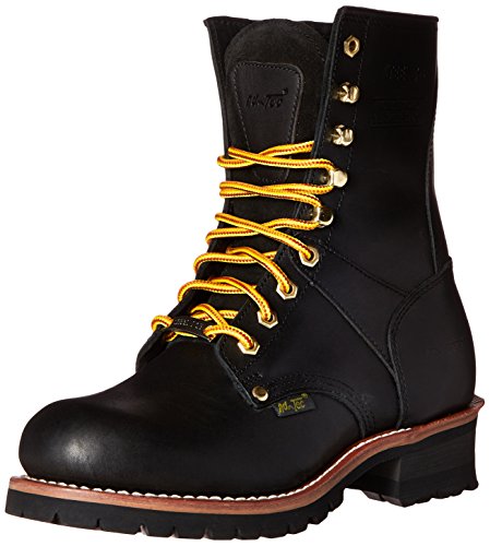 Ad Tec 9in Super Logger Leather Work Boots for Men - Steel Toe, Oil Resistant Lug Sole