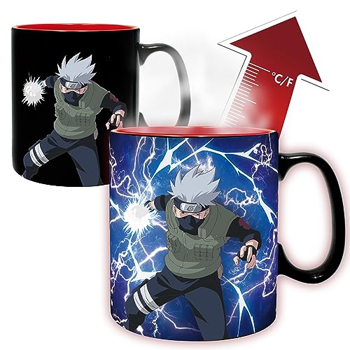 ABYSTYLE Naruto Shippuden Sharingan Heat Change Ceramic Color Changing Coffee Tea Mug 16 Oz.& Coaster Set Anime Manga Drinkware Home & Kitchen Gift 2 Pcs