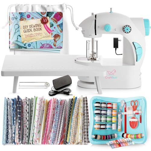 Mini Sewing Machine for Beginners Adult, 122-Piece Portable Sewing Machine, Dual Speed Small Sewing Machine, Adults and Kids Sewing Machine, Travel Beginner Sewing Machines with Sewing Kit and Book