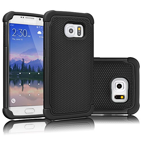 Tekcoo for Galaxy S6 Case, [Tmajor Series] [Black/Black] Shock Absorbing Hybrid Rubber Plastic Impact Defender Rugged Slim Hard Case Cover Shell for Samsung Galaxy S6 S VI G9200 GS6 All Carriers