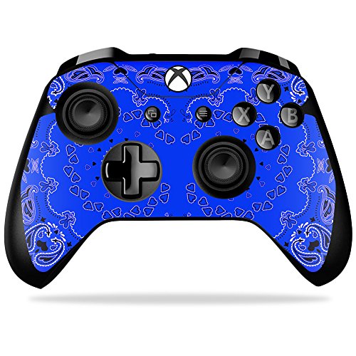 MightySkins Skin Compatible with Microsoft Xbox One X Controller - Blue Bandana | Protective, Durable, and Unique Vinyl Decal wrap Cover | Easy to Apply, Remove, and Change Styles | Made in The USA