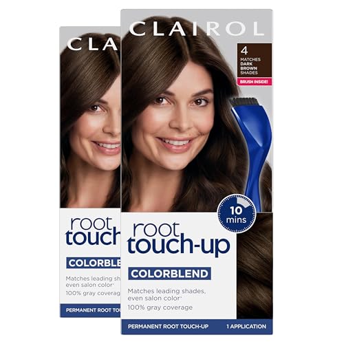 Clairol Root Touch-Up by Nice'n Easy Permanent Hair Dye, 4 Dark Brown Hair Color, Pack of 2