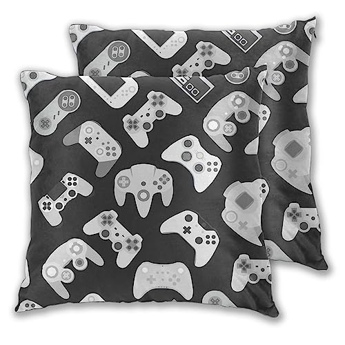 petirmoso Game Controller Gamepad Pattern Pillowcase Comfortable Cushion Cover Pillow Case with Hidden Zipper Decoration Home Sofa Car Bedroom 2 Pieces 22'X22'