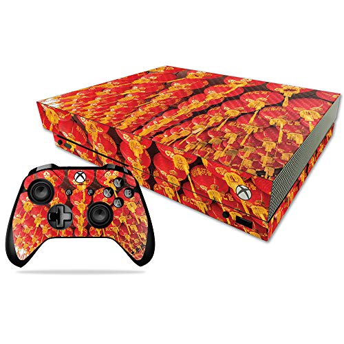 MightySkins Carbon Fiber Skin for Microsoft Xbox One X - Chinese Lanterns | Protective, Durable Textured Carbon Fiber Finish | Easy to Apply, Remove, and Change Styles | Made in The USA