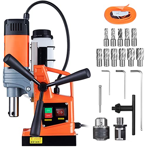 VEVOR Mag Drill Press, 1300W 1.57' Boring Diameter, 2922lbf Power Portable Magnetic Drill, 810 PRM, 11Pcs Drill Bits Electric Drilling Machine for Metal Surface, Industrial and Home Improvement