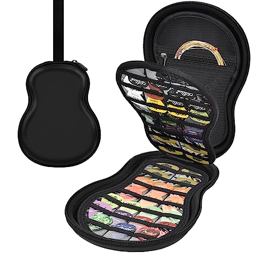 ANKHOH Guitar Pick Holder Case for Fender/for Acoustic/for ChromaCast/for D'Addario/for JIM DUNLOP/for Bolopick/for UNLP MUSICAL INSTRUMENT, 63+ All Size Plectrums Storage Picks Pouch Box, Bag Only