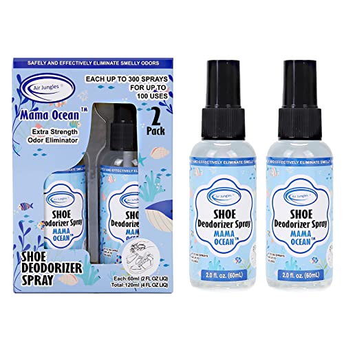 Air Jungles Shoe Deodorizer Spray, Shoe Odor Eliminator, Smell Eliminator Ocean Scent for Sneaker, Boot and Locker, Gym Bag Deodorizer, Freshener for Stinky Shoes