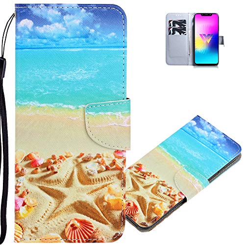 QIVSTARS Painted Case for iPhone 6/ 6s Stylish Elegant Leather Shell Magnetic Closure Wallet Protective Shackproof Case with Wrist Strap for iPhone 6/ 6s Sand Beach XC