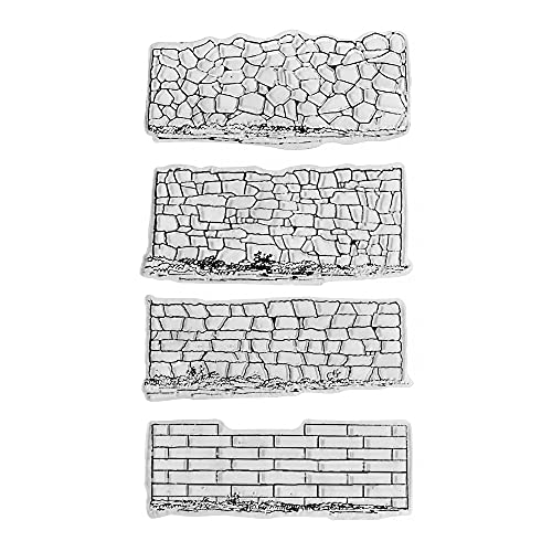 4 PCS Wall Background Clear Stamps for Card Making and Photo Album Decorations, Bounding Wall Transparent Rubber Stamps Seal for DIY Scrapbooking