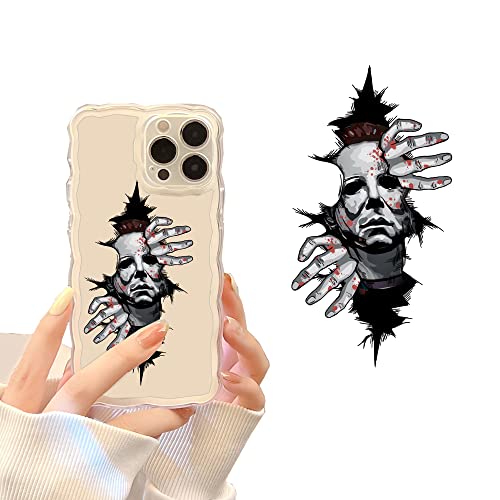 2 Pcs Funny Scary Phone Case Sticker Horror-Nouiroy Halloween Killer Michael Peeking Sticker 3D Self-Adhesive for Phone Case, Laptop, Water Cup, Helmet (Michael)