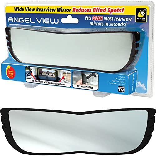 New Improved Angel View Wide-Angle Rearview Mirror AS-SEEN-ON-TV Reduce Blind Spots, Installs in Seconds, Fits Most Cars, SUVs & Trucks