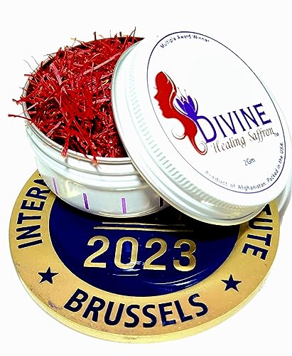 Divine Healing, Award Winner Saffron threads, Fresh Finest Pure Premium Saffron All Red threads, certified Grade A+ high limited Super Negain. Tea, Paella, Risotto, Rice, Desserts 2gm