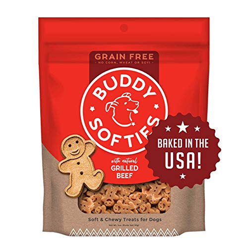 Buddy Biscuits Softies 5 oz Pouch, Grain-Free Soft & Chewy, Natural Grilled Beef Flavor Dog Treats, Oven Baked in The USA