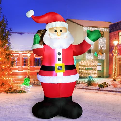 Joiedomi 6 FT Christmas Inflatable Santa with Gift Bag, Blow Up Xmas Inflatable Decorations with Build in LEDs for Christmas Decor, Yard Indoor Outdoor Garden Lawn Winter Decorations