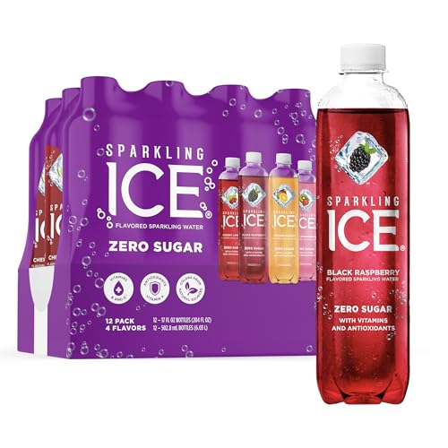 Sparkling Ice Purple Variety Pack, Flavored Water, Zero Sugar, with Vitamins and Antioxidants, 17 fl oz, 12 count (Black Raspberry, Cherry Limeade, Orange Mango, Kiwi Strawberry)