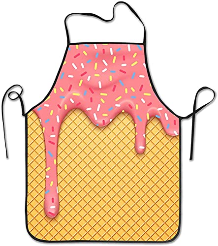 Ice Cream Waffle Cherry Flavor Yummy Summer Dessert Apron Theme Cooking Chef Work Shop Women Men Adult Girl Kid Weavers Baking Decorations Painting Bbq Grilling Kitchen Accessories Party Supplies