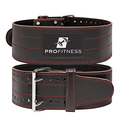 Weight Lifting Belts for Men and Woman Leather Weightlifting Belt Comes (Black/Red, Medium)