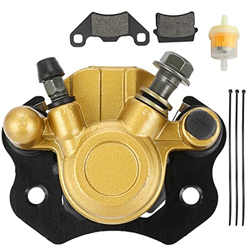 FVRITO Brake Caliper and Pads for 110cc 125cc 150cc 200cc 250cc 196cc 6.5HP Coleman kt196 yerf dog gx150 Kandi Baja RTK200 Go Kart Dune Buggy Taotao Roketa Sunl Kazuma Chinese ATV Quad Golden