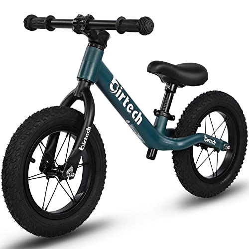 12' Balance Bike for 2, 3, 4, 5, 6 Year Old Boys and Girls, Lightweight Nylon Frame Toddler Training Bike No Pedal Bikes for Kids with Adjustable Seat and Air Tires (Green)