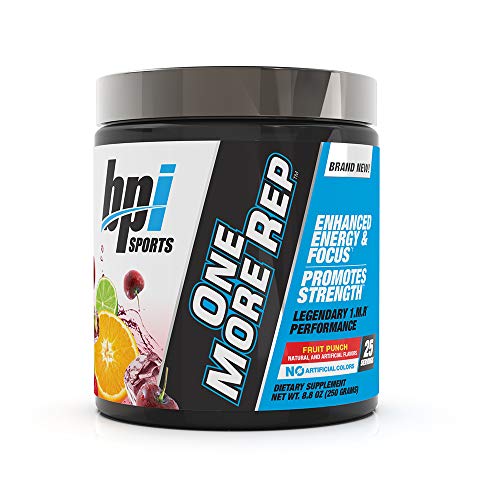 BPI Sports One More Rep Pre-Workout Powder - Increase Energy & Stamina - Intense Strength - Recover Faster - Beetroot - Carnitine - Citrulline - 0 Calorie - Fruit Punch - 25 Servings - 8.8 oz.