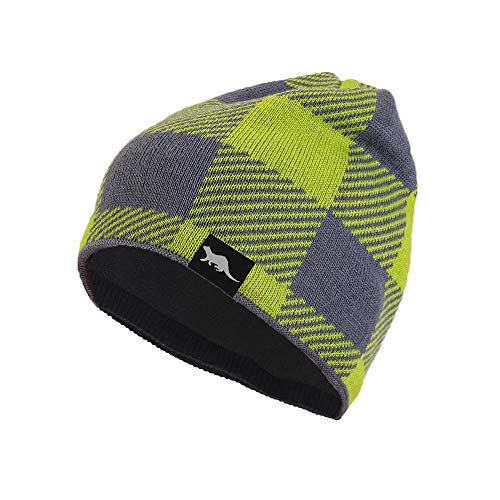 100% Waterproof, Windproof, Breathable - Beanie Hat Suitable for All Activities in All Weather Conditions Hat (Green-Grey)