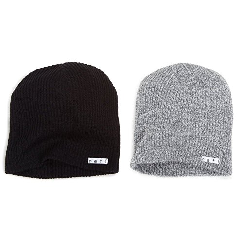 neff 2 Pack Daily Beanie, Black/Grey, One Size/One Size