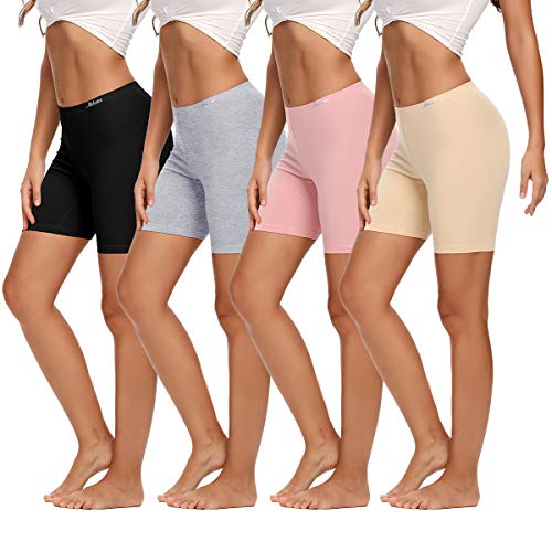 Molasus Womens Boxer Briefs Cotton Boy Shorts Underwear Anti Chafing Bike Short Long Leg Under Shorts Multicolor 4 Pack Size 8