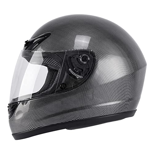 TCMT Adult Carbon Fiber Full Face Street Dirt Bike Adult Helmet ATV Motocross Motorcycle Helmet DOT with Open Face Sun Shield