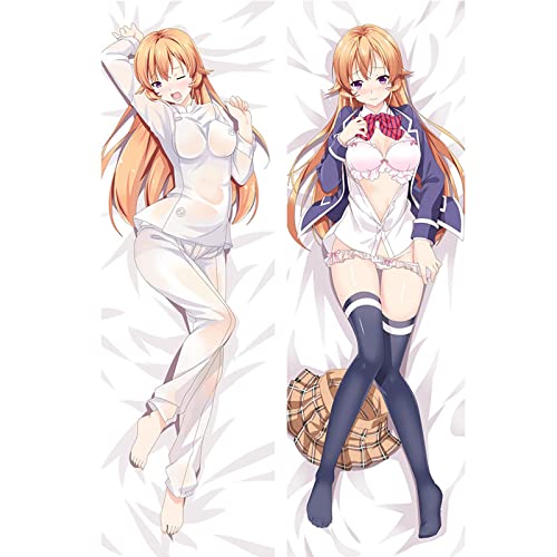 PISADA Anime Food Wars Shokugeki No Soma Pillow Cover Nakiri Erina 2Way Dakimakura Case 3D Double-Sided Bedding Hugging Body Pillowcase 60 x 20 inches(150cm x 50cm)