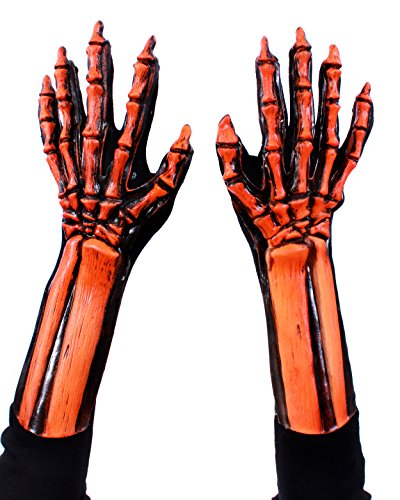 Zagone Studios UV Black Light Reactive Orange Glow Halloween Skeleton Hands