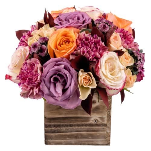 Pick Your Delivery Date - Mother's Day Flowers | Enchanted | Purple, Peach, Fresh Flower Foam Arrangement |Designed by Arabella Bouquets
