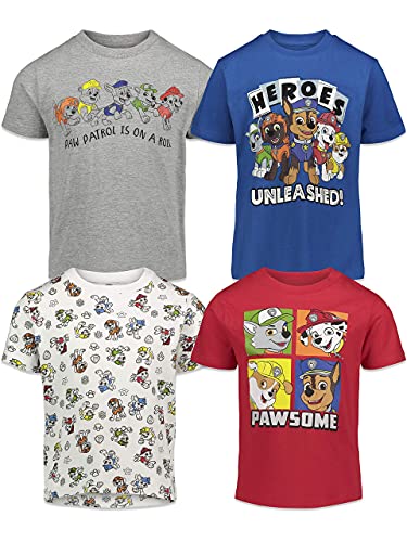 Paw Patrol Toddler Boys 4 Pack Graphic T-Shirt Chase Marshall Rocky Rubble Zuma 4T Multi