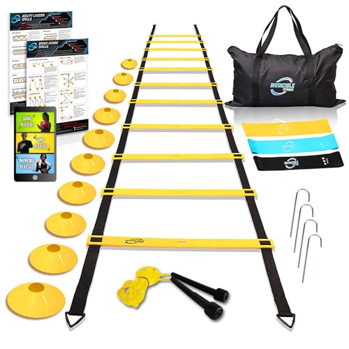 Soccer Training Agility Ladder Set - Workout Ladder, Speed, Coordination Training with Agility Cones and Carry Bag - Ideal for Basketball, Football, and Personal Trainers Equipment for Kids & Adults