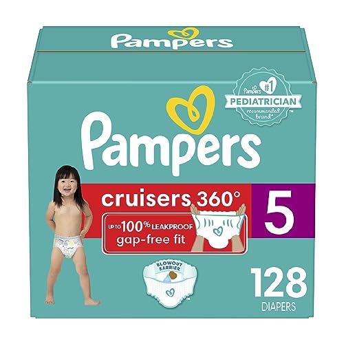 Pampers Cruisers 360 Diapers - Size 5, 128 Count, Pull-On Disposable Baby Diapers, Gap-Free Fit